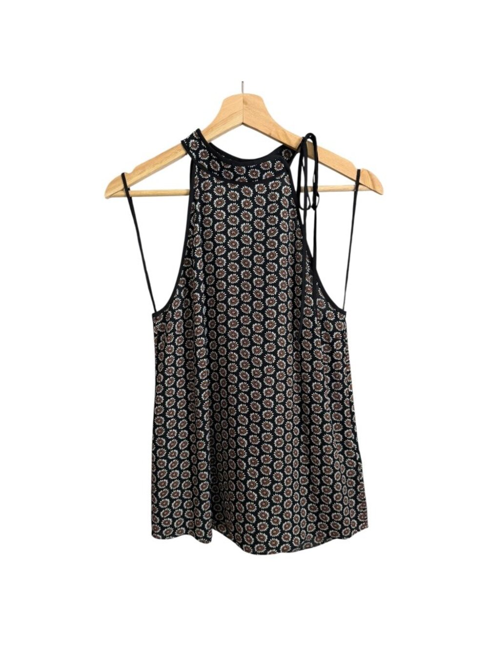 A.L.C. Silk Floral High Neck Blouse Black 6 Romantic Boho